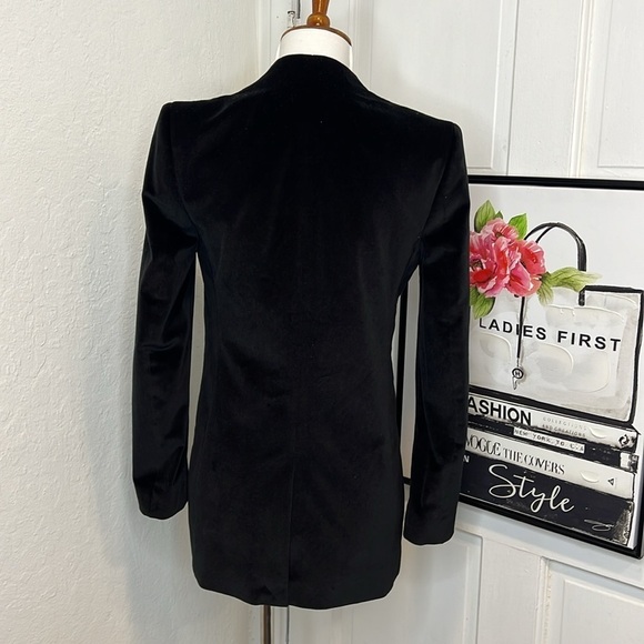Madewell Black Crushed Velvet Blazer Size 00 - Picture 5 of 9